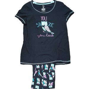 You Snooze You Lose Owl Black 2 Piece Knit Pajama